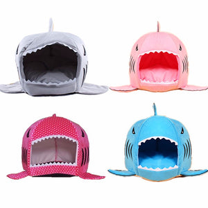 Pet Sleeping Bed With Removable Cushion Cartoon Shark