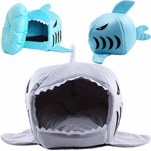 Pet Sleeping Bed With Removable Cushion Cartoon Shark