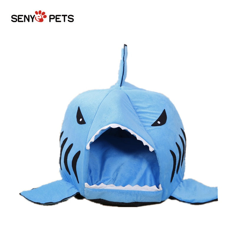 Pet Sleeping Bed With Removable Cushion Cartoon Shark