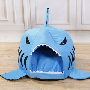 Pet Sleeping Bed With Removable Cushion Cartoon Shark